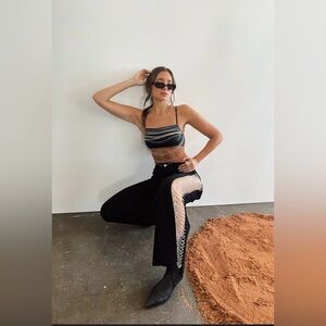 Chain Slit Wide Leg Pant Black